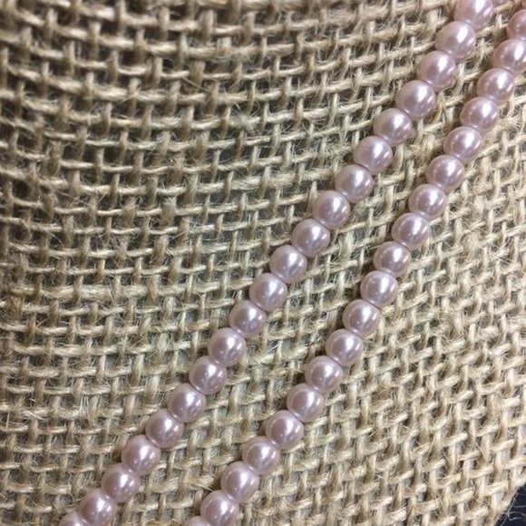 Pink Pearl Necklace Double Strand Rhinestone Silver Chain Soft Girl Barbie Retro - Picture 4 of 7